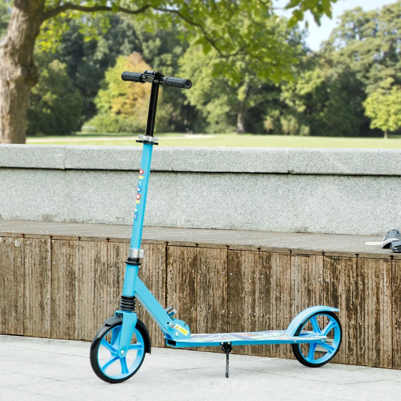 AIYAPLAY Foldable Kids Scooter with Adjustable Handlebar, 200mm Big Wheel, Rear Fender Brake, for Ages 6-12 Years, Blue