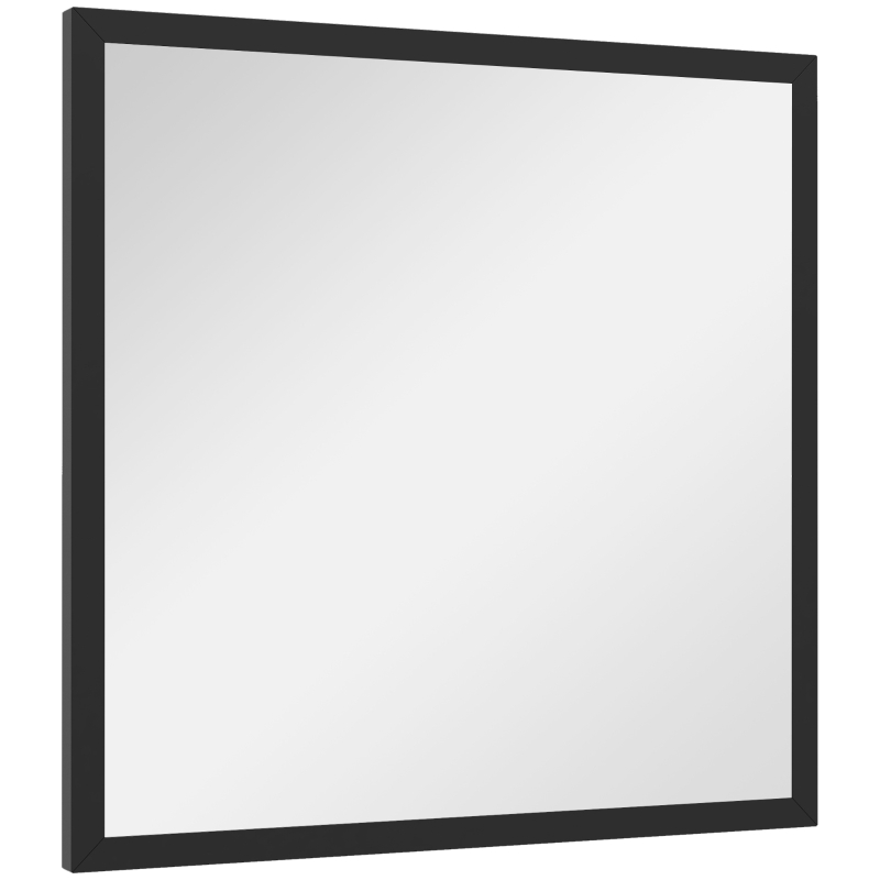HOMCOM Specchio da Parete Rettangolare con Ganci, Specchio a Muro in Vetro e MDF, 50x50 cm, Nero