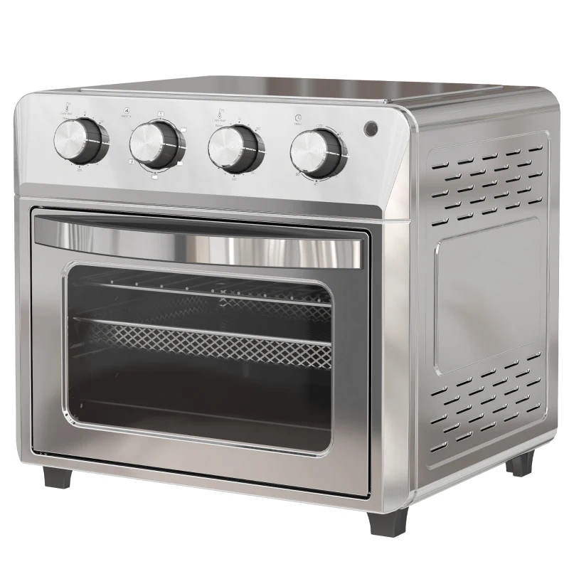 HOMCOM Minibackofen mit Umluft, Heißluftfritteuse, 6 Heizmodi, Timer, Zubehör, 24L, Silber