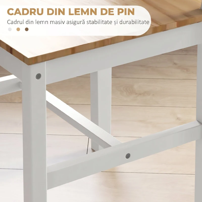 HOMCOM Set 4 Scaune pentru Bucătărie și Living cu Spătar în Formă de Cruce, din Lemn de Pin, 41x46,5x86 cm
