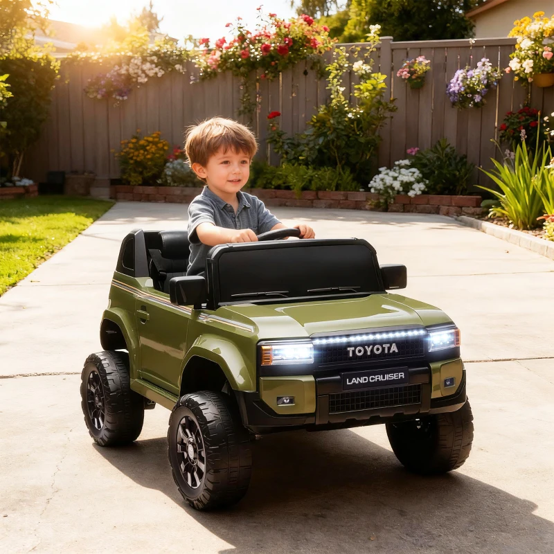 AIYAPLAY Auto Elettrica per Bambini TOYOTA Land Cruiser 12V con Telecomando, Età 3-8 Anni, Verde