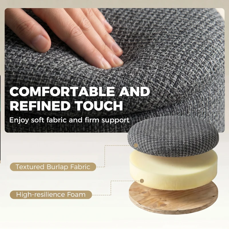 HOMCOM Storage Sitting Bench with Lid, Round Storage Ottoman with Rubberwood Legs, Dark Grey