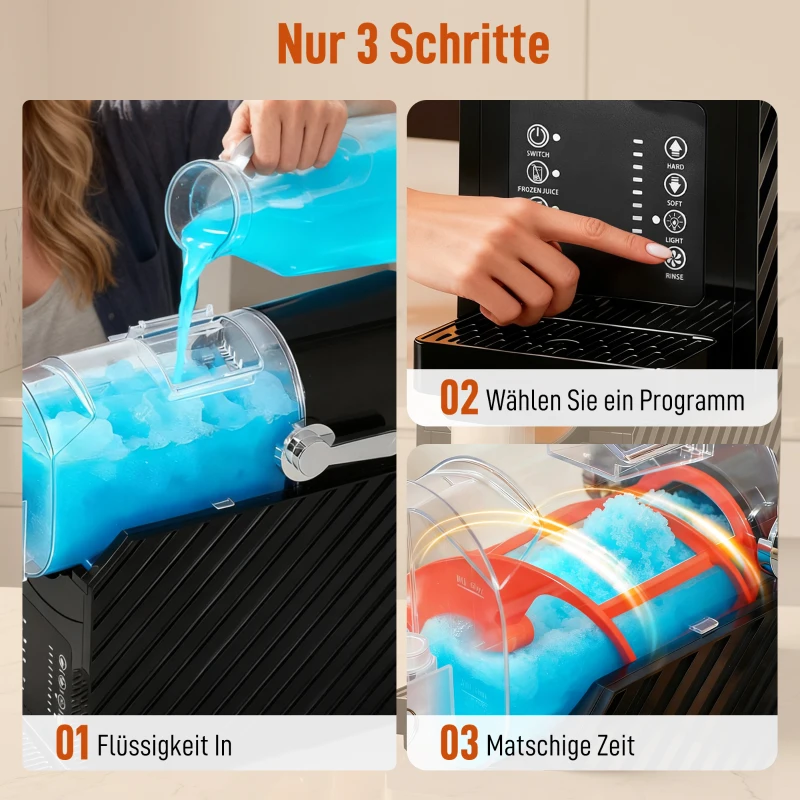 HOMCOM Slushy-Maschine, schnelle Kühlung, Rührfunktion, 2,4 L, Lichtfunktion, Schwarz