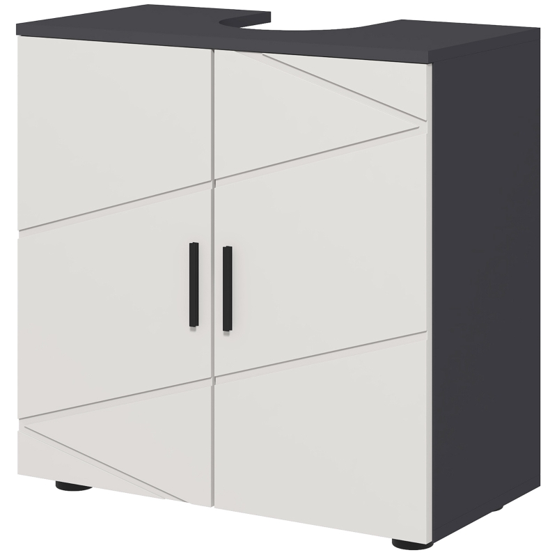 kleankin Dulap Sub Lavoar pentru Baie cu 2 Uși, pentru Lavoar pe Piedestal, 60x30x60cm, Gri