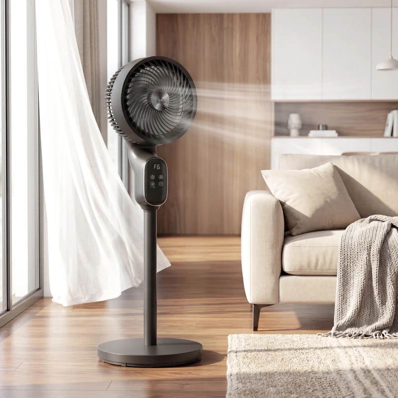 HOMCOM 20 dB Silent Standing Fan for Bedroom, 39in Pedestal Fan with Remote, Oscillating, 8 Speeds, Adjustable Height, Black