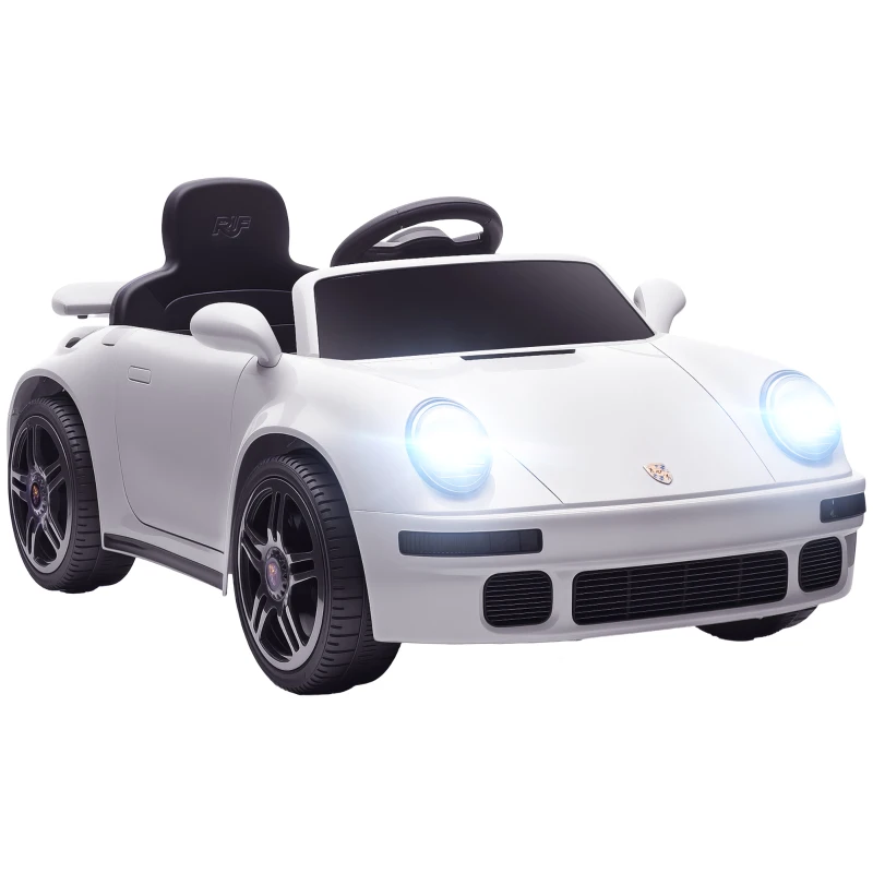 AIYAPLAY Voiture électrique enfants, véhicule électrique 12V, télécommande 2,4G, phares, musique, klaxon, 103 x 55 x 44 cm, blanc