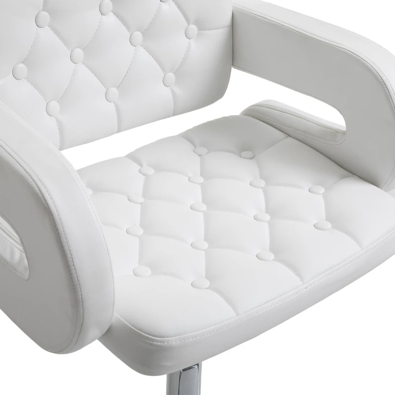 HOMCOM PU Leather Upholstered Swivel Bar Stool, Height Adjustable Barstool with Back, Armrest, Footrest for Kitchen