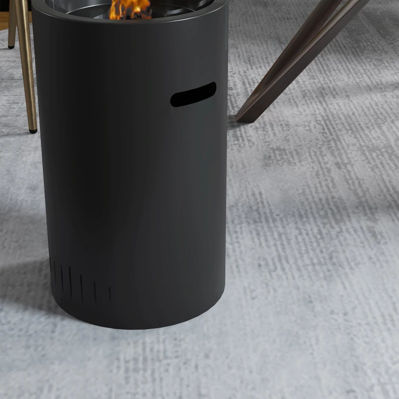 HOMCOM Camino a Bioetanolo in Acciaio e Vetro con Capacità 0.3L e Copertura 15㎡, 27x27x82 cm, Nero