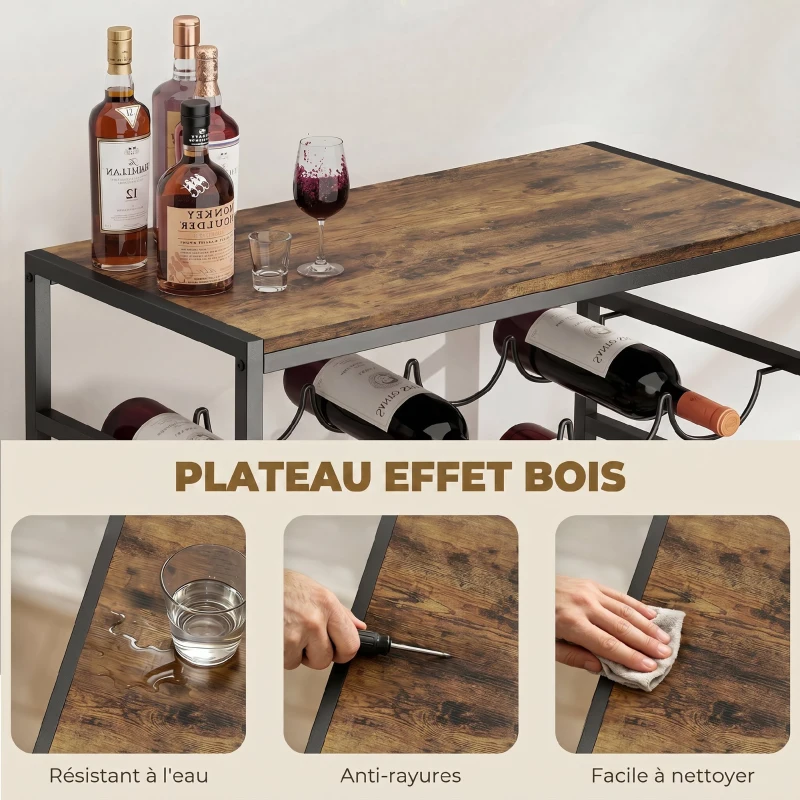 HOMCOM Casier à bouteilles pour 30 bouteilles, étagère à vin avec 6 niveaux, style industriel, 59x30x88,5cm, brun rustique