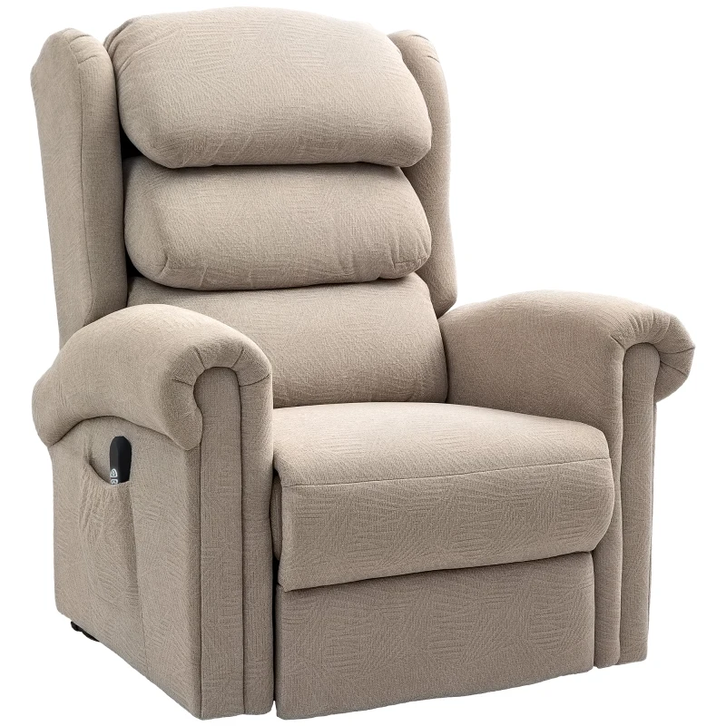 HOMCOM Velvet-Feel Electric Riser Recliner Chair - Khaki