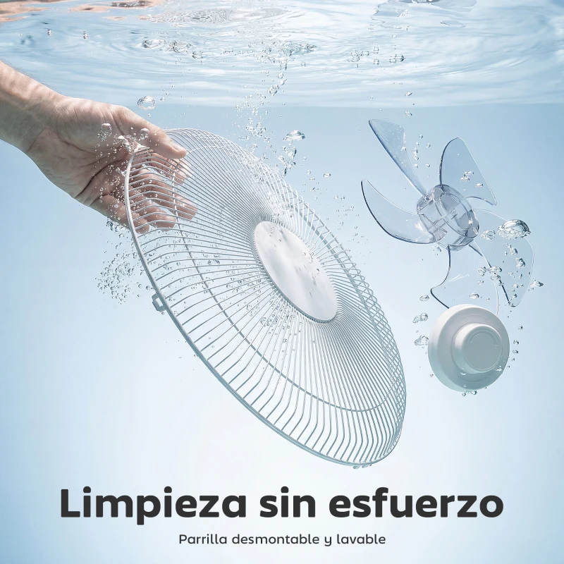 HOMCOM Ventilador de Pie con Control Remoto Función Wifi Altura Ajustable 3 Velocidades 3 Modos Oscilación Temporizador Blanco