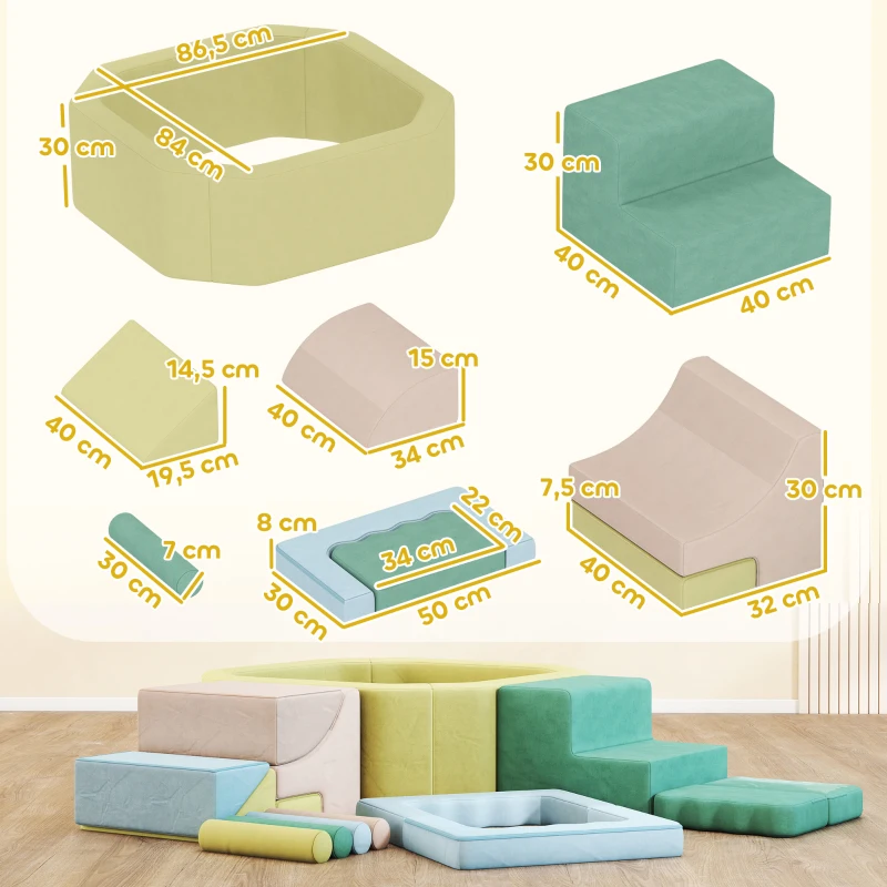 AIYAPLAY Parcours motricité bébé module motricité bébé avec piscine à balles housse lavable 160 x 137,5 x 30 cm multicolore