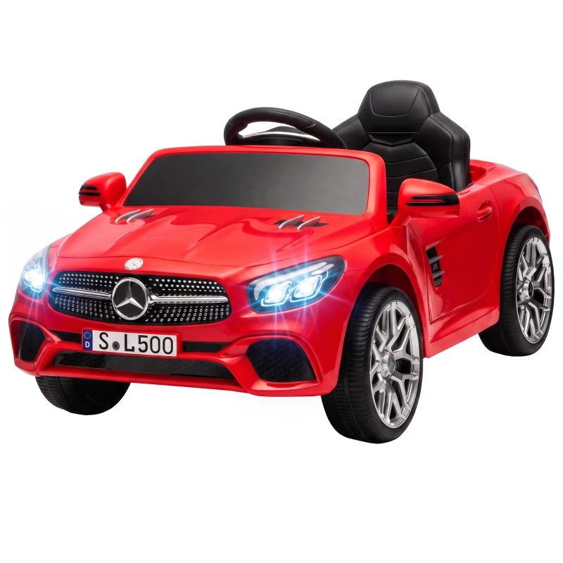 AIYAPLAY Coche Eléctrico para Niños Mercedes-Benz SL500 12V con Mando a Distancia 2,4 G 2 Motores Suspensión Arranque Suave Rojo