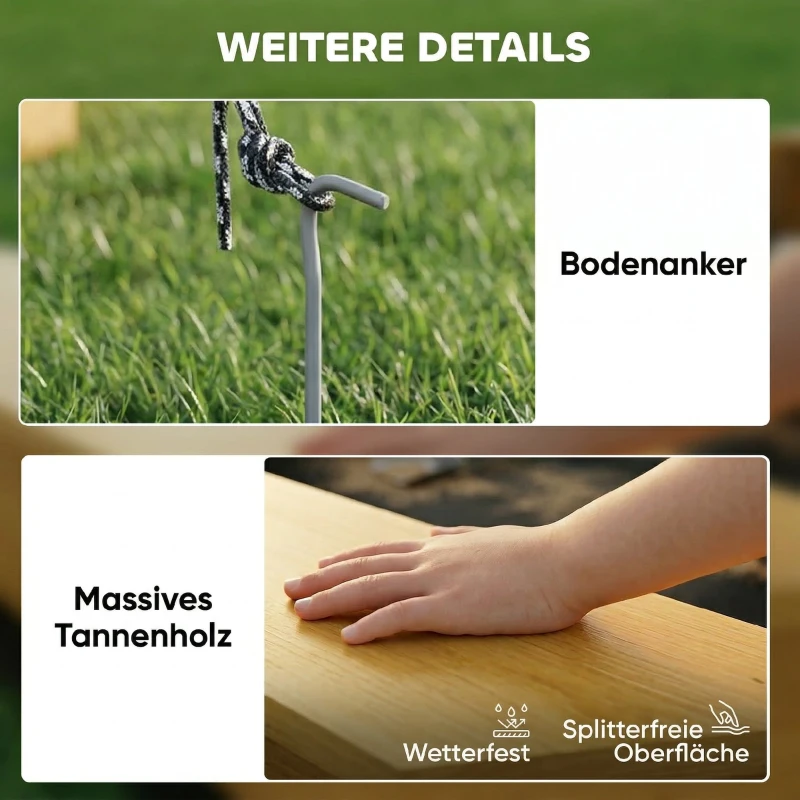 AIYAPLAY Sandkasten mit Dach 4 Sitzbänken Bodenplane für 8 Kinder von 3-8 Jahren für Outdoor Garten Holz 214,5 x 214,5 cm Gelb
