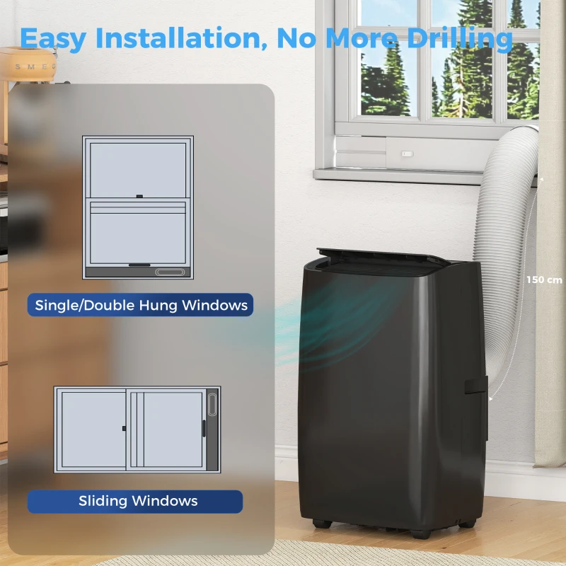 HOMCOM Portable Air Conditioner 12000 BTU BTU, 4-in-1 Air Conditioning Unit, Dehumidifier, Cooling, Fan, Child Lock, 35 m²