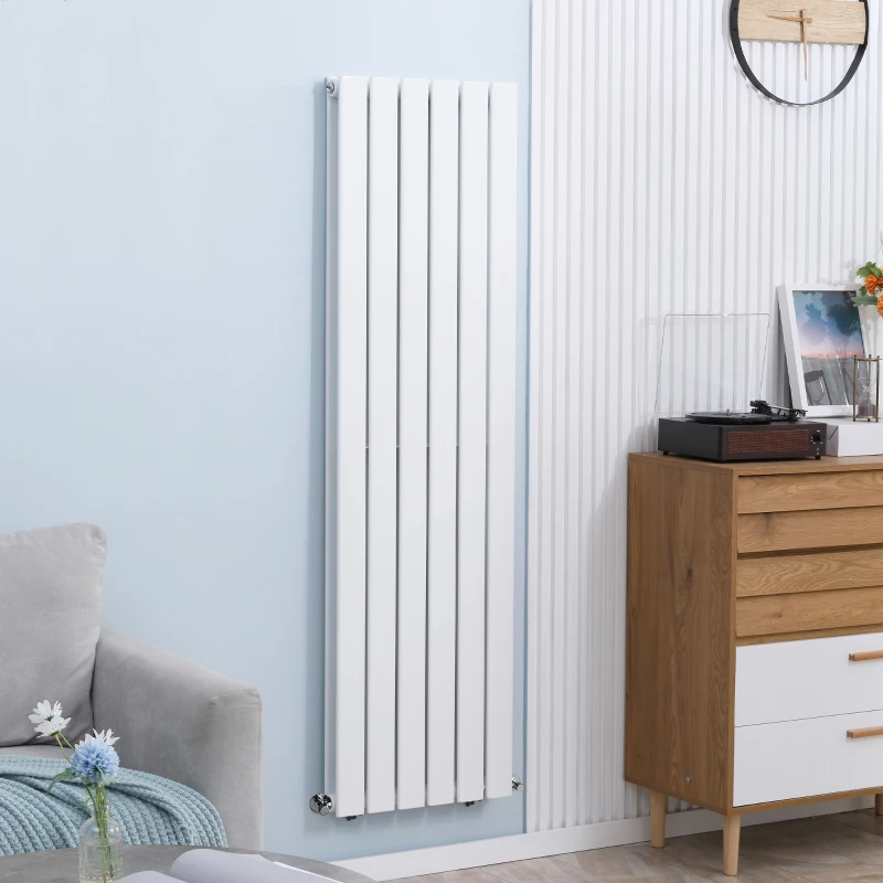HOMCOM 460 x 1600 mm Double Panel Vertical Designer Radiator, Water-filled Heater for Home, Space Heater, Quick Warm up, Living room, Study, Apartments, White