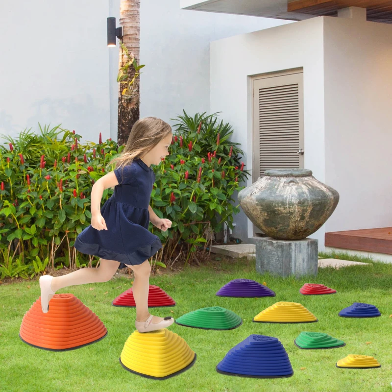 AIYAPLAY 11-Piece Stepping Stones for Kids, Stackable Sensory Toys Outdoor Indoor, Obstacle Course for Balance and Motor Skills