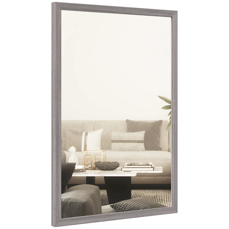 HOMCOM Wall Bathroom Mirror, 40 x 60 cm Wall-Mounted Mirror for Living Room, Bedroom, Hallway, Grey