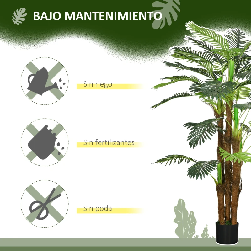 HOMCOM Planta Artificial Decorativa 160 cm Palmera Artificial con Maceta y Hojas para Interior Verde