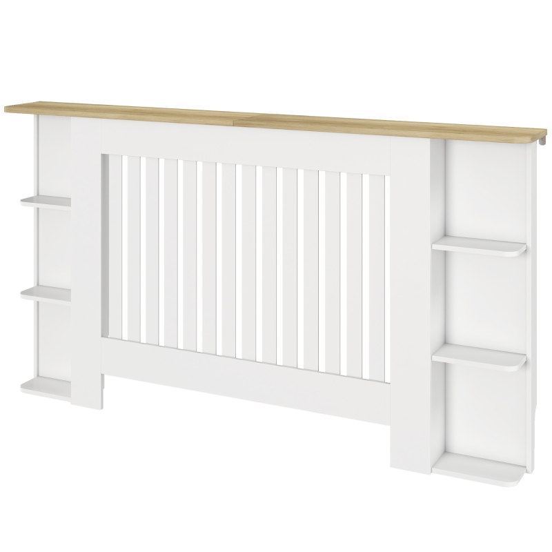 HOMCOM Cubre Radiadores con Estantes Cubreradiador de MDF Diseño Moderno de Listones para Salón Dormitorio 152x19x83 cm Blanco