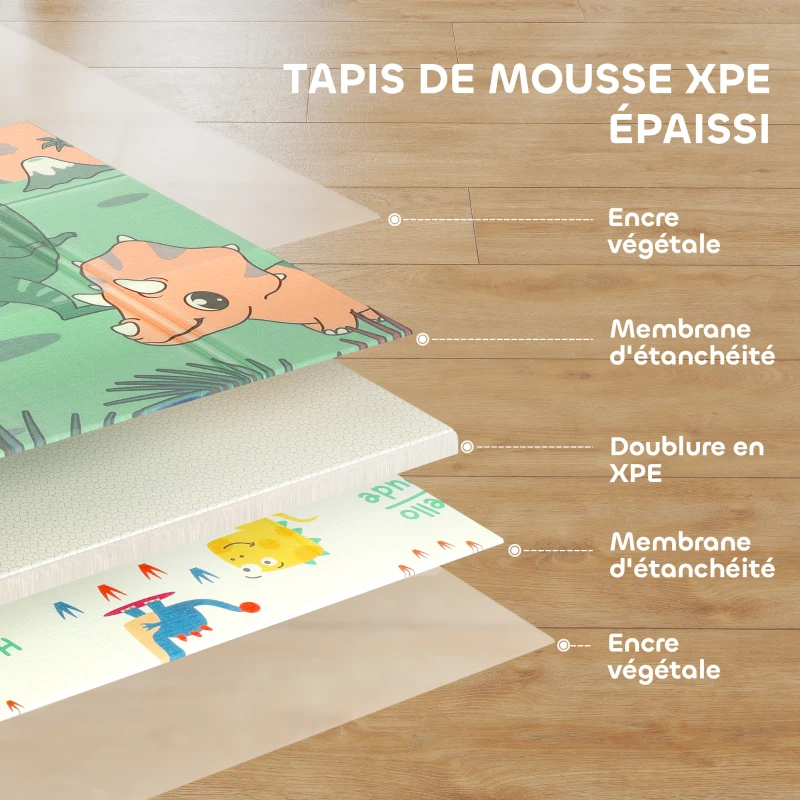 AIYAPLAY Tapis de jeu pour enfant bebe, tapis d'éveil bébé pliable épais réversible en mousse, 196 x 176 x 1,5 cm, multicolore