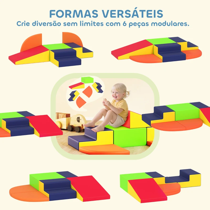 AIYAPLAY Conjunto de 6 Blocos de Espuma para Crianças com Base Antiderrapante para Escalar e Gatinhar Multicolor