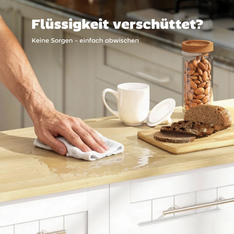 HOMCOM Fahrbare Kücheninsel, erweiterbare Oberfläche, Schranktüren, Schubladen, Handtuchhalter, Küchenwagen aus MDF, Weiß