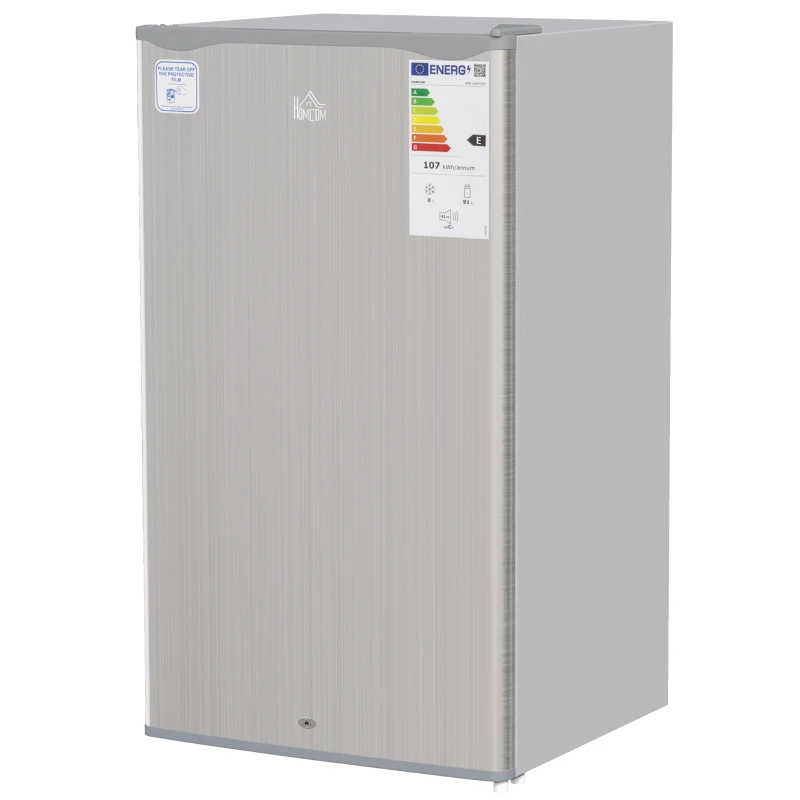 HOMCOM 91L Freestanding Under-Counter Fridge with Lock - Grey