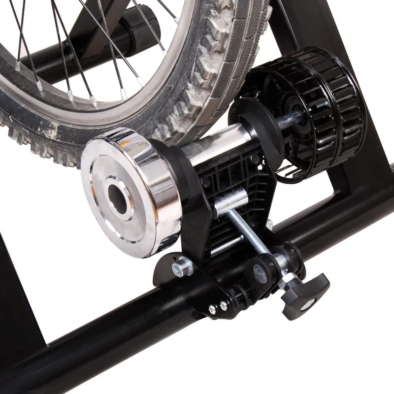 HOMCOM Deluxe Indoor Bicycle Trainer Stand Fan Fly Wind Wheel with Foldable Turbo Trainer & Noise Reduction Suitable for Tyres 26"-28" & 700C Wheel Road Bike - Black