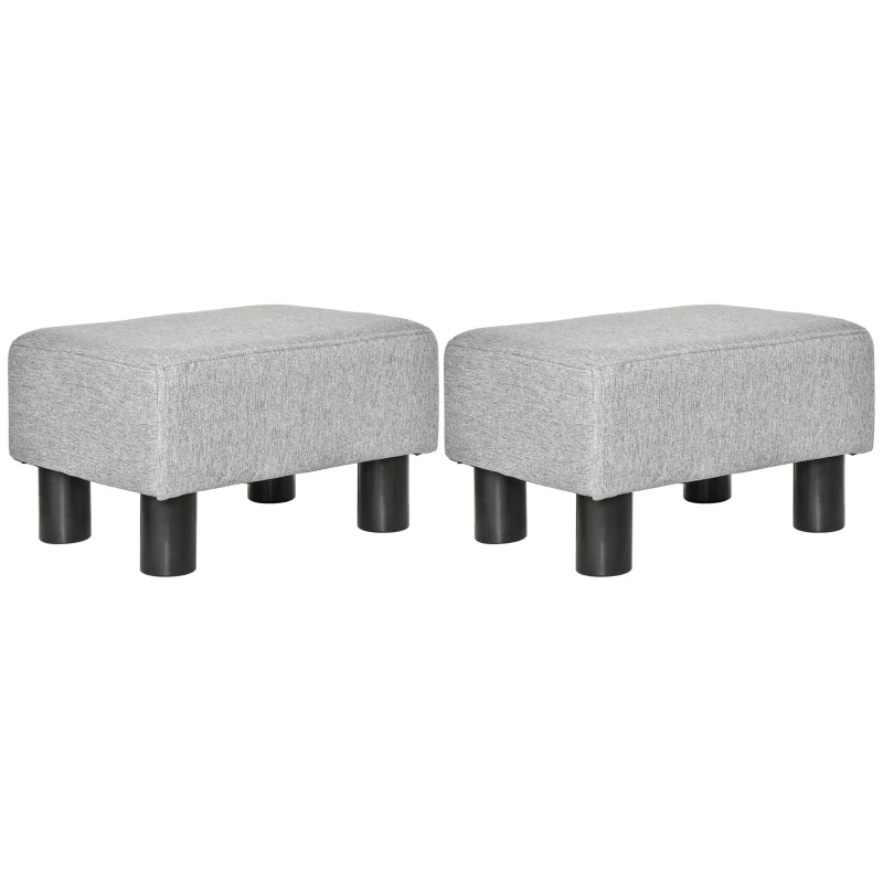 HOMCOM Lot de 2 poufs repose-pied tabouret bas en tissu de lin capacité de charge 150 Kg 40 x 30 x 24 cm gris