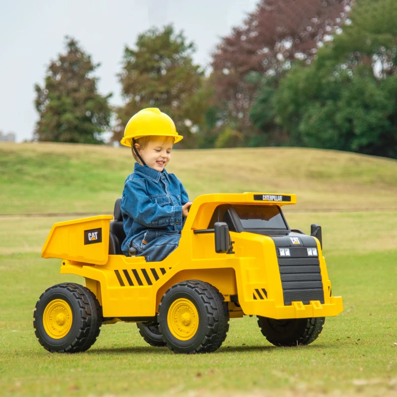 AIYAPLAY Elektro-Kinderbagger, Caterpillar Kipplaster, 3-5 km/h, mit Fernsteuerung, 3-6 Jahre, Gelb(m-2)