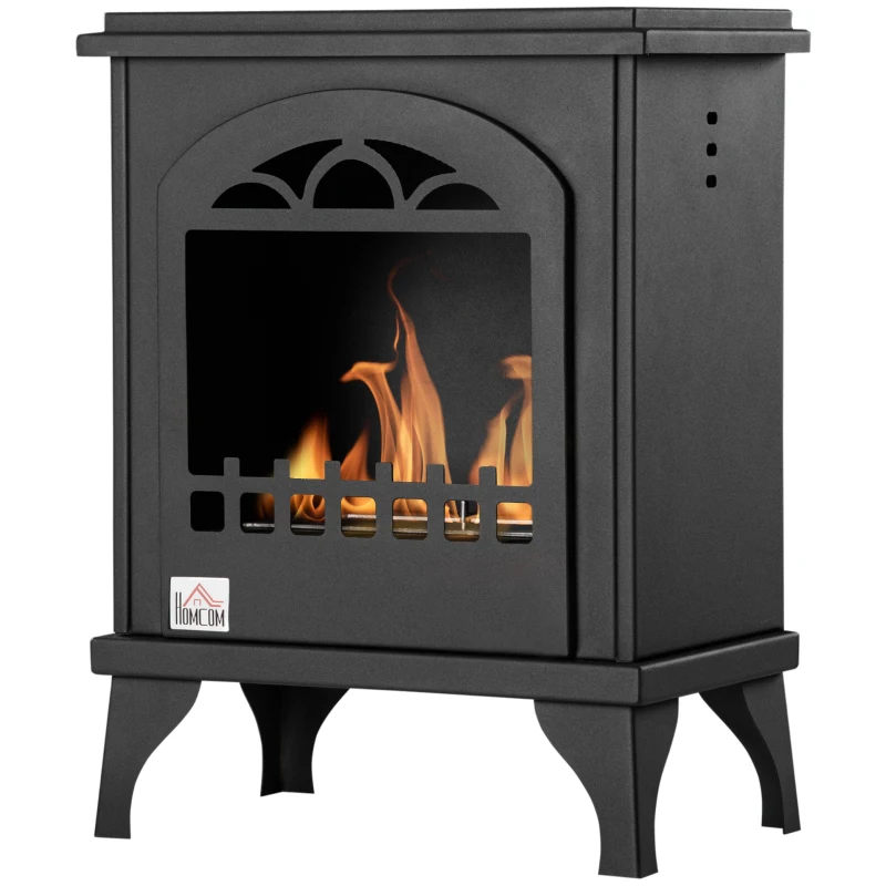 HOMCOM Cheminée bioéthanol sur pieds avec réservoir 1,2 L, environ 3 h de durée de combustion couverture 25 m² 41 x 25 x 54 cm