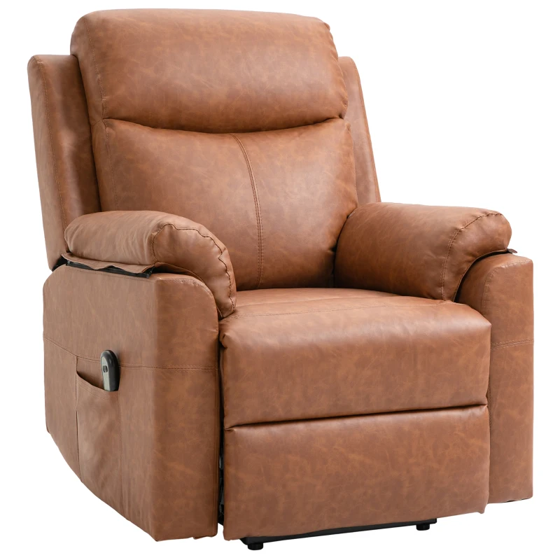 HOMCOM Faux Leather 70° Electric Riser Recliner Chair - Brown