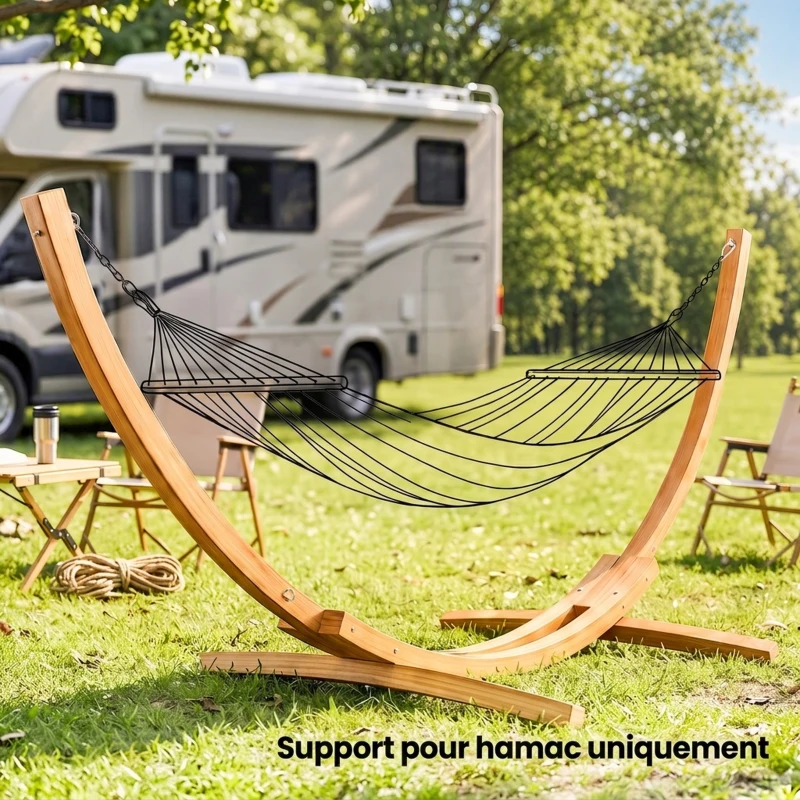 Outsunny Support pied de hamac structure robuste en bois de pin charge max. 120 Kg dim. 325L x 120l x 118H cm bois naturel