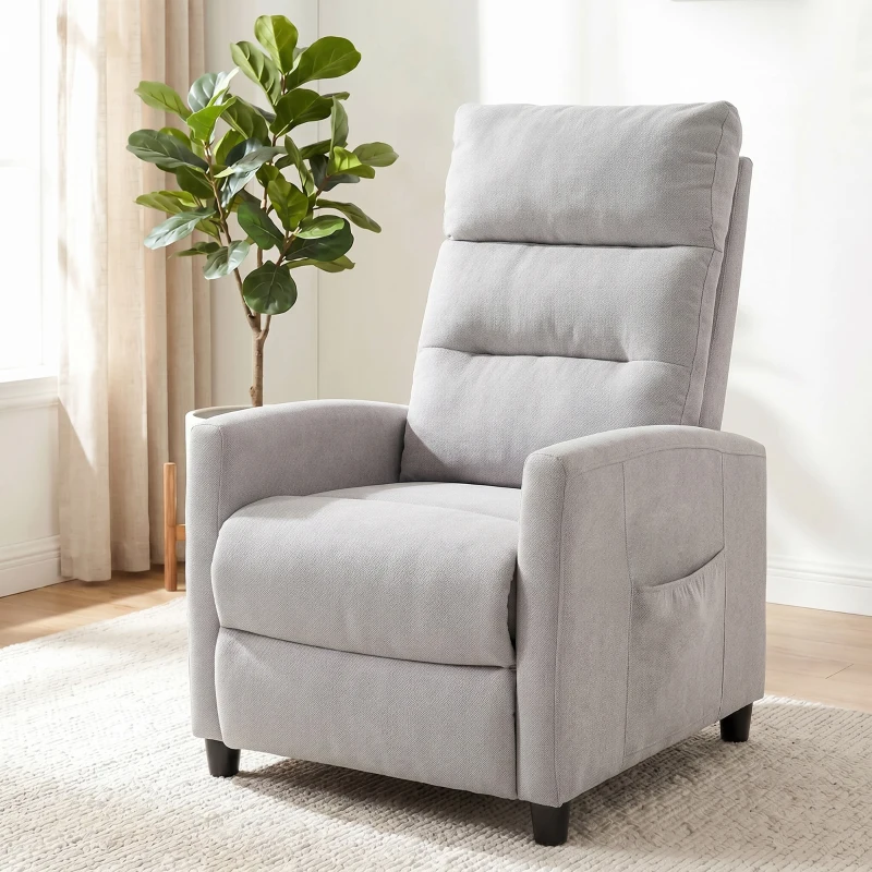 HOMCOM Sillón de Masaje Reclinable con Reposapiés 2 Zonas de Masaje Respaldo Alto Bolsillos Tapizado en Chenilla Gris