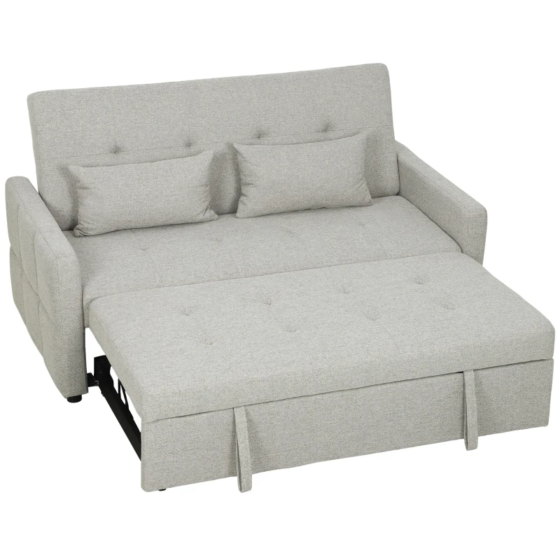 HOMCOM Canapé convertible 2 places 3 en 1, canapé-lit clic-clac, lit gigogne, dossier réglable, 158x85x85cm, marron clair(m-12)