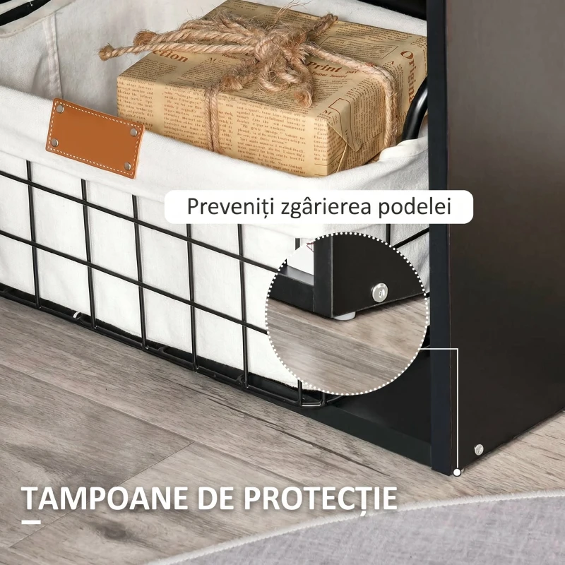 HOMCOM Birou PC din Lemn cu 6 Rafturi Laterale pentru Depozitare, 120x55x120 cm, Negru