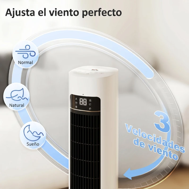 HOMCOM Climatizador Evaporativo 3 en 1 con Depósito de 3 L Oscilación 48° 3 Velocidades 3 Modos Temporizador 12h Blanco