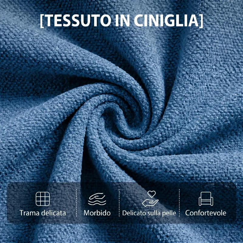 HOMCOM Poltrona Massaggiante e Reclinabile a 160° con Poggiapiedi e Telecomando, 66x91x108 cm, in Ciniglia Blu Scuro