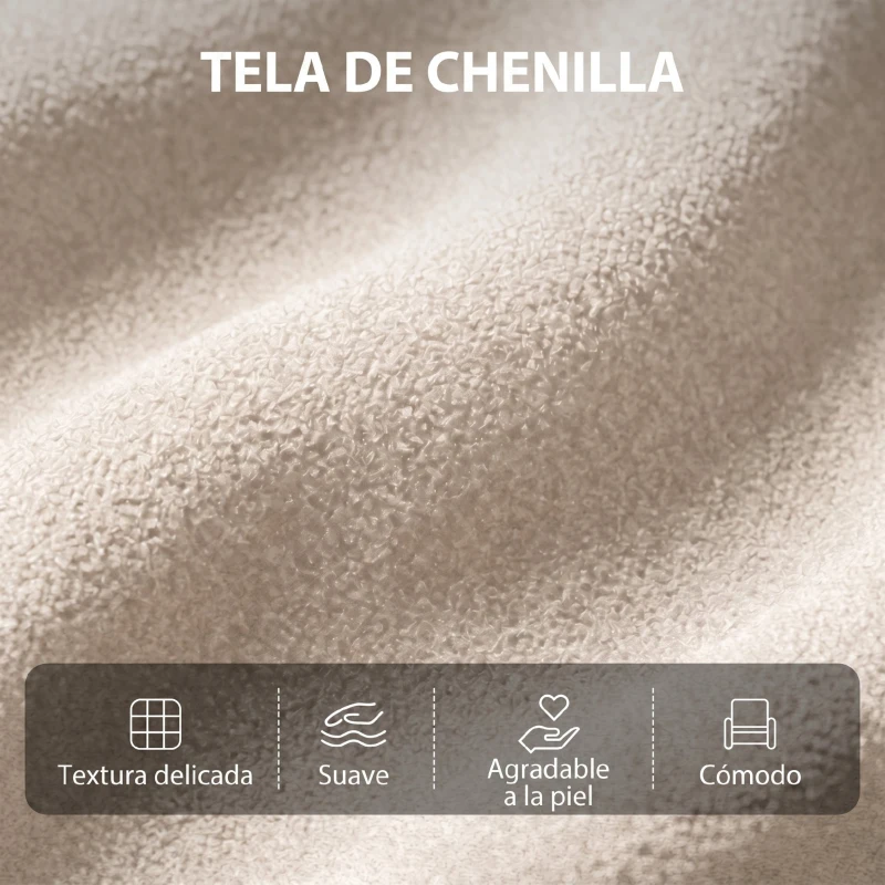 HOMCOM Sillón de Masaje Reclinable con Reposapiés 2 Zonas de Masaje Respaldo Alto Bolsillos Tapizado en Chenilla Crema
