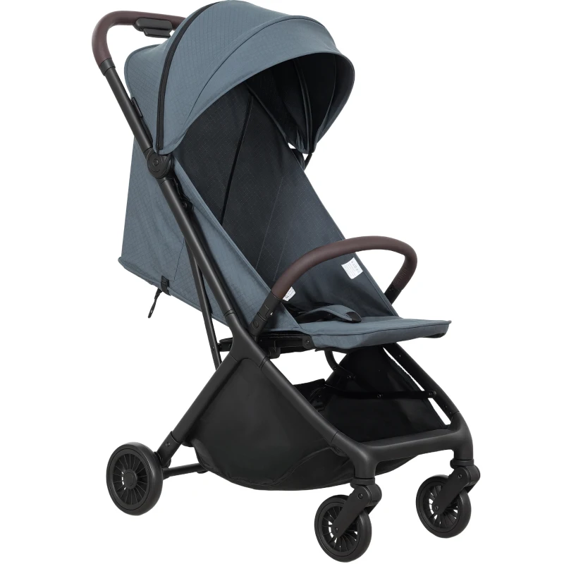 AIYAPLAY Carrito para Bebé Plegable Respaldo Reclinable Reposapiés Ajustable Capota Arnés de 5 Puntos Carga 15 kg Azul Oscuro