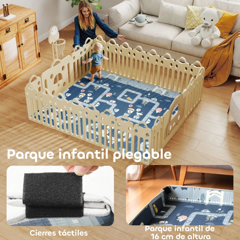 AIYAPLAY Alfombra Bebé Acolchada Plegable Reversible 202x180,5x1 cm Laterales Abatibles Impermeable Multicolor