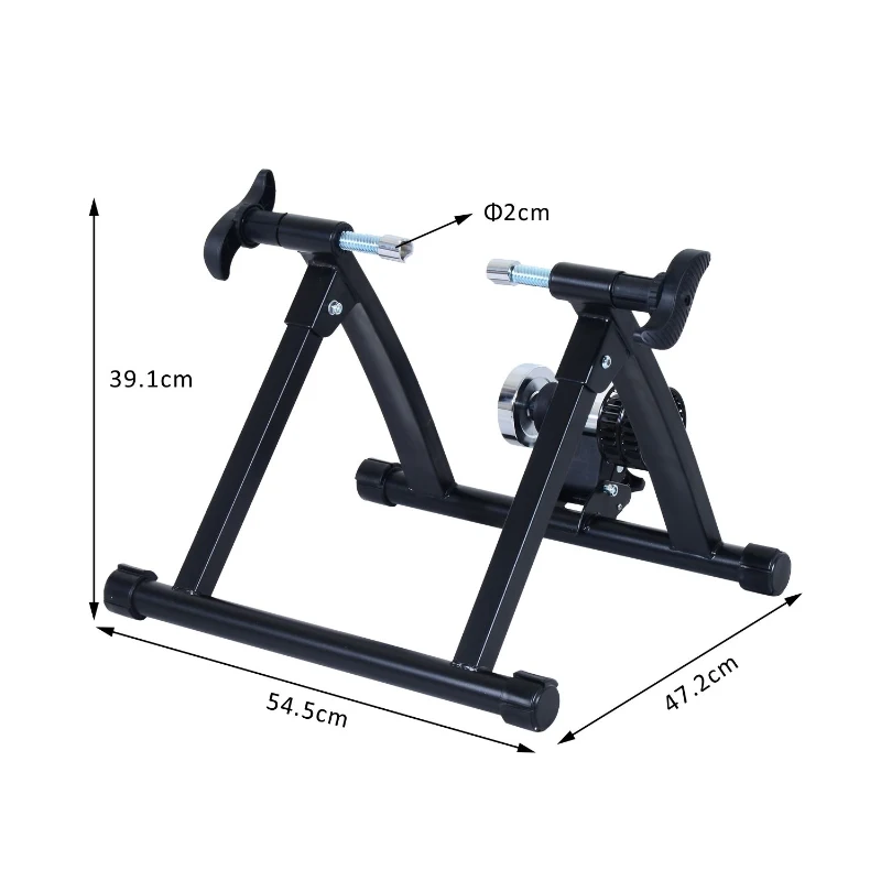HOMCOM Deluxe Indoor Bicycle Trainer Stand Fan Fly Wind Wheel with Foldable Turbo Trainer & Noise Reduction Suitable for Tyres 26"-28" & 700C Wheel Road Bike - Black