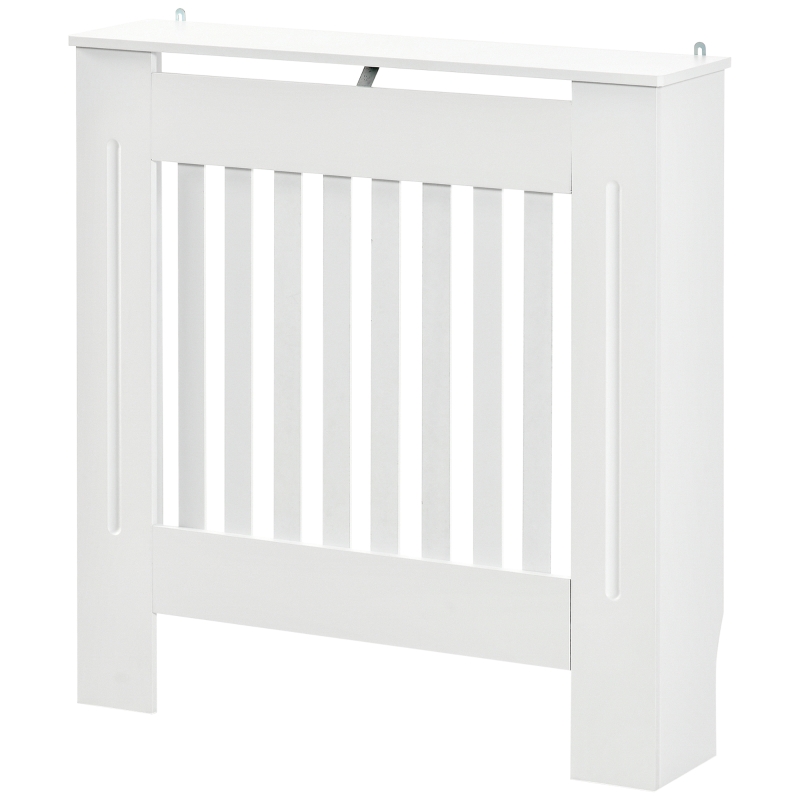 HOMCOM Cache-radiateur couverture radiateur grille d'aération verticale à lattes 78L x 19l x 81H cm en bois Blanc