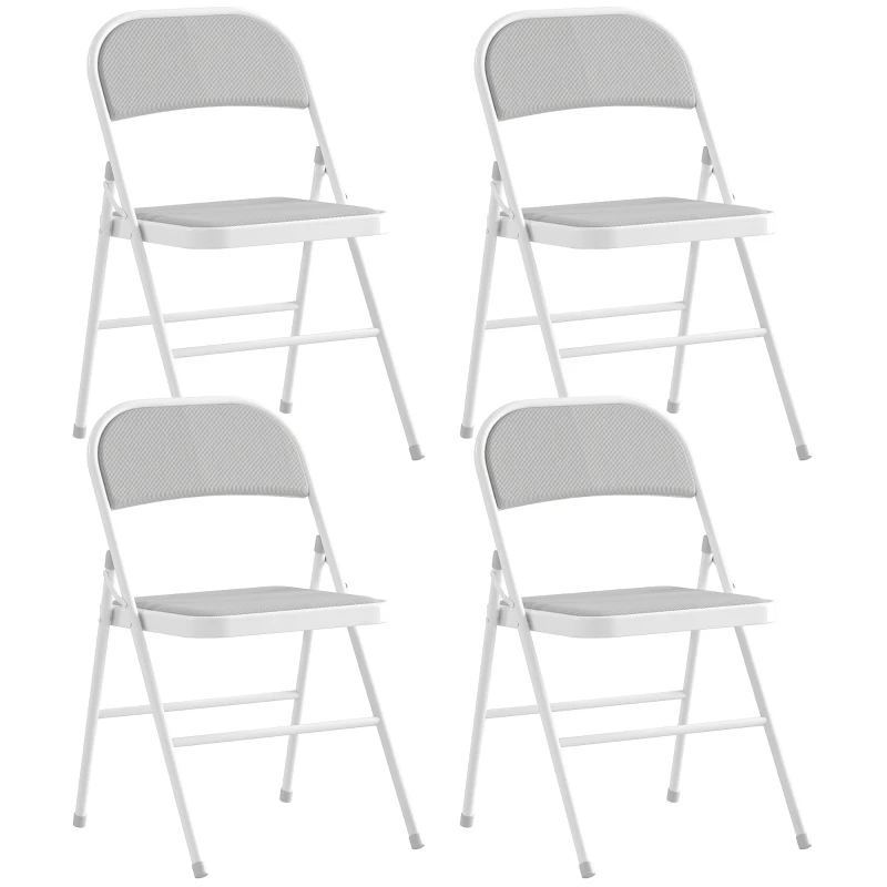 HOMCOM Lot de 4 chaises pliantes chaises de salle à manger portables cadre en acier 45 x 46 x 78 cm blanc