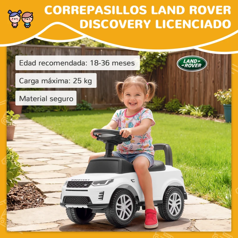 AIYAPLAY Coche Correpasillos con Licencia de Land Rover para Niños 18-36 Meses con Almacenaje Bocina Sonidos de Motor Blanco