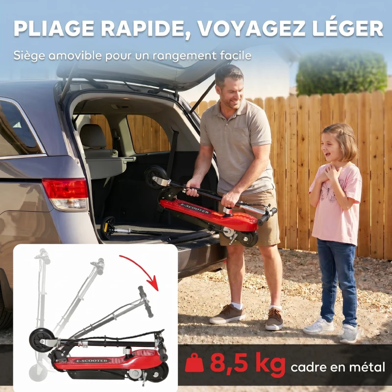 HOMCOM Trottinette électrique 120 W Pliable pour enfants 7-14 ans, 15 Km/h Max(m-6)