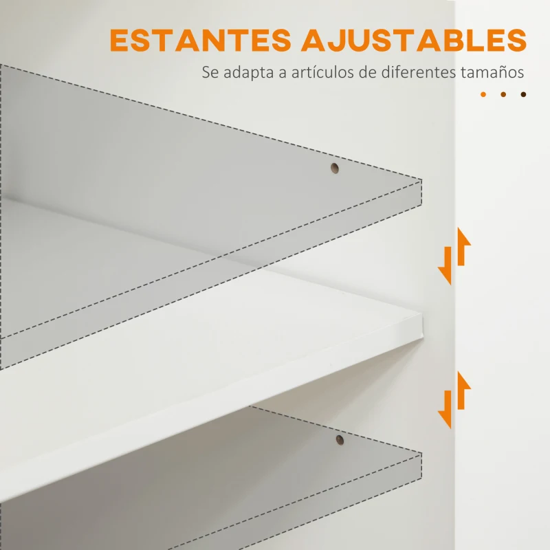 HOMCOM Isla de Cocina con Ruedas con Cajón 2 Puertas Especiero Barra para Paños y Estante Ajustable 109x40x89 cm Blanco