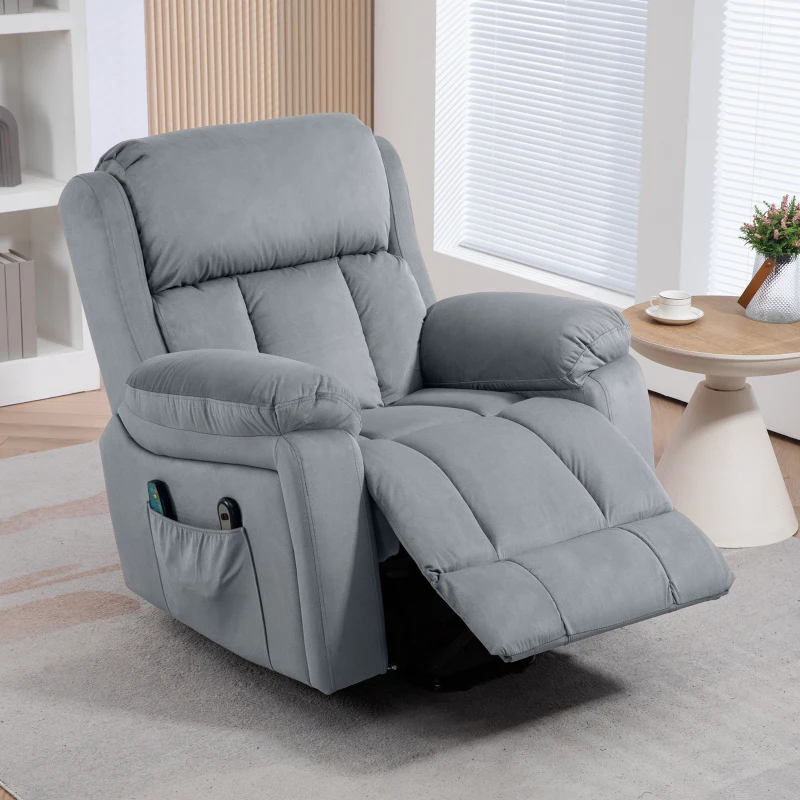 HOMCOM Sillón Levanta Personas con 8 Punto de Masaje Función de Calentamiento Mando a Distancia y Bolsillo Lateral Gris