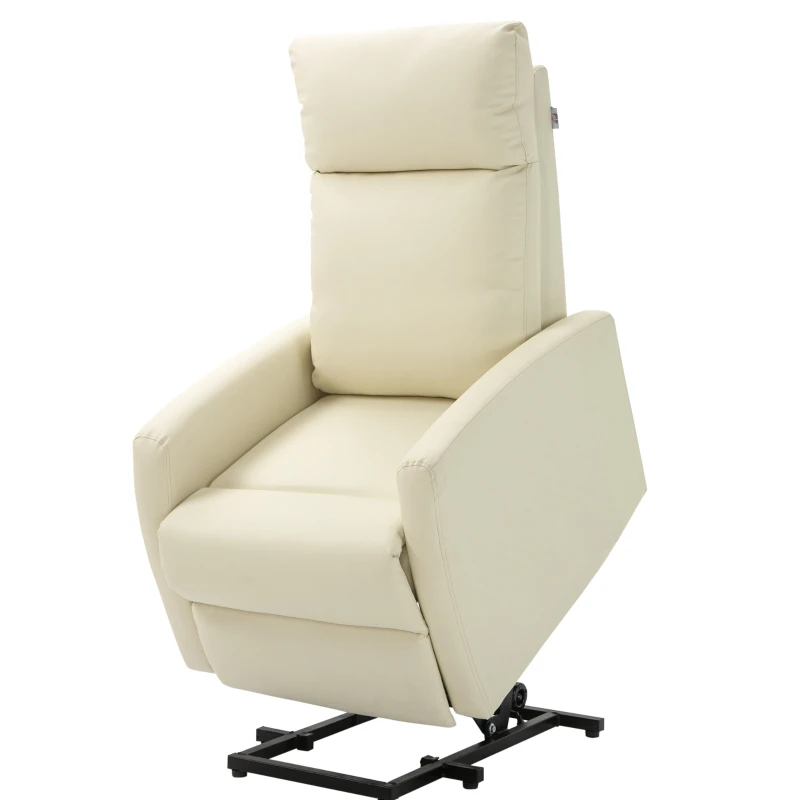HOMCOM Poltrona Relax Levanta Pessoas Poltrona Elétrica Reclinável a 145° com Controlo Remoto Apoio para Pés 67x95x105 cm Creme